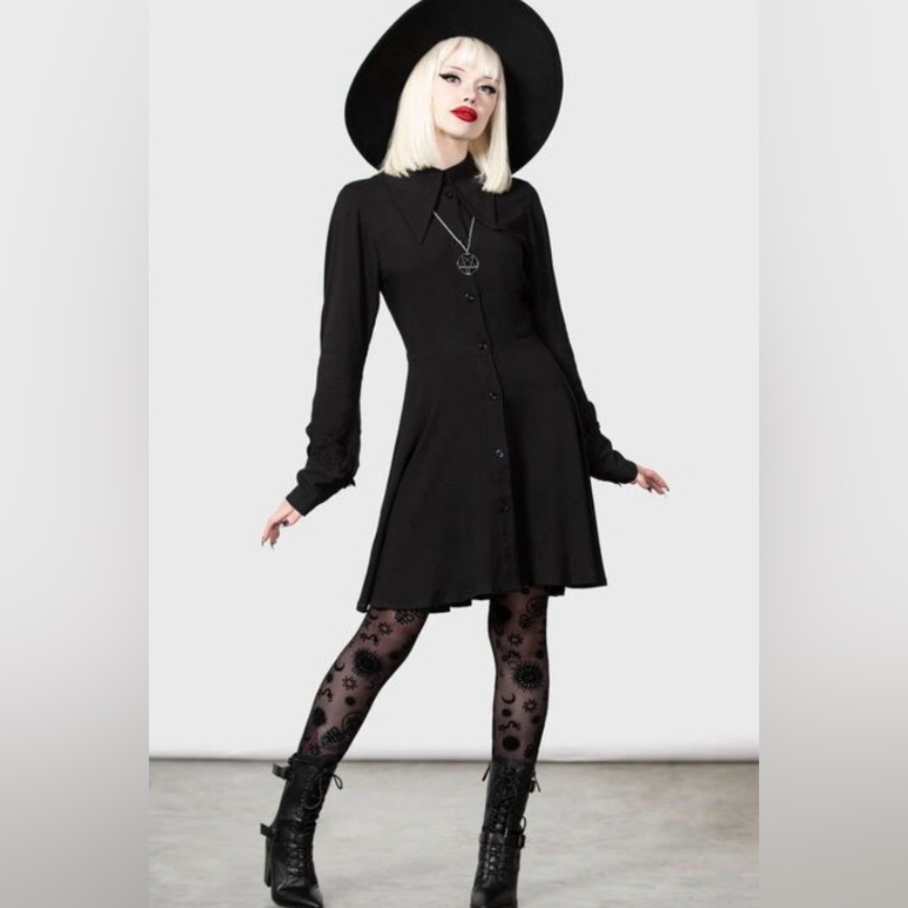 Killstar 🖤 Kimaris Long-Sleeve Gothic 🖤 Black Dress NWT ✨ - Picture 2 of 10